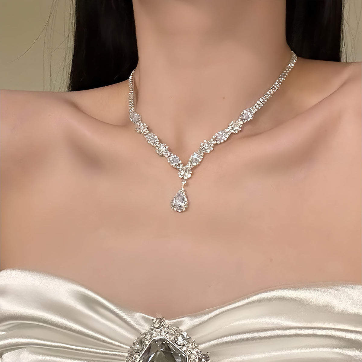 Diamond-Touch Necklace & Earrings | Two-Piece Set