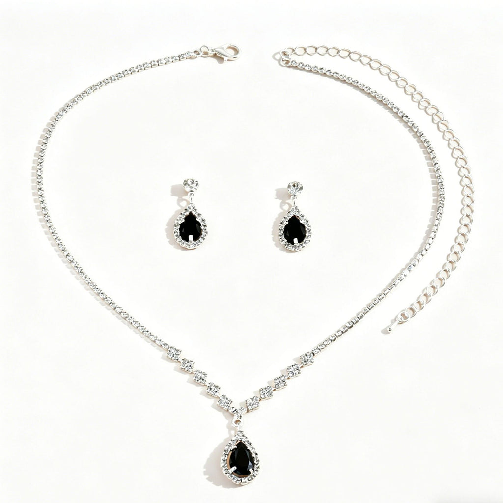 Minimalist Water-Drop Pendant Necklace, Earrings, Bracelet & Ring Set | Four-Piece Set