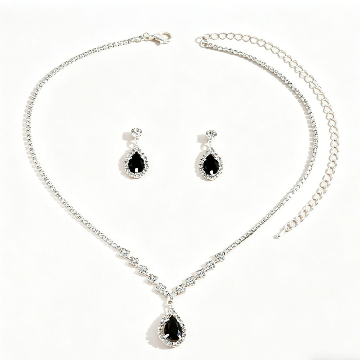 Minimalist Water-Drop Pendant Necklace, Earrings, Bracelet & Ring Set | Four-Piece Set