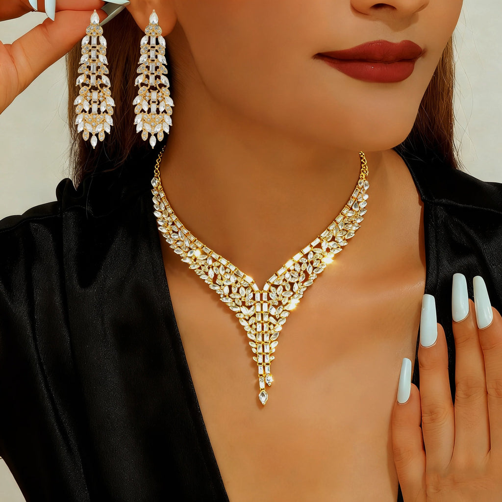 Water-Drop Necklace and Earrings | Two-Piece Set