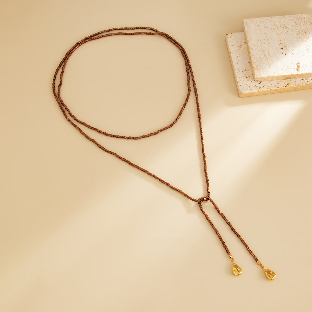 Pearl-Beaded Y-Shape Tassel Clavicle Necklace | CCB