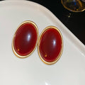 Retro Geometric Resin Oval Earrings